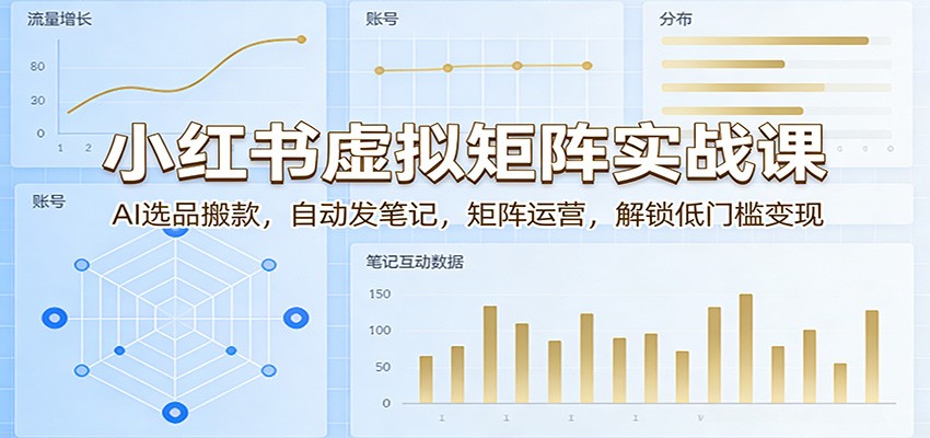 小红书虚拟矩阵实战课：AI选品搬款，自动发笔记，矩阵运营，解锁低门槛变现-52项目站