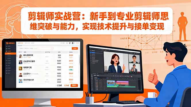 剪辑师实战营：新手到专业剪辑师思维突破与能力，实现技术提升与接单变现-52项目站