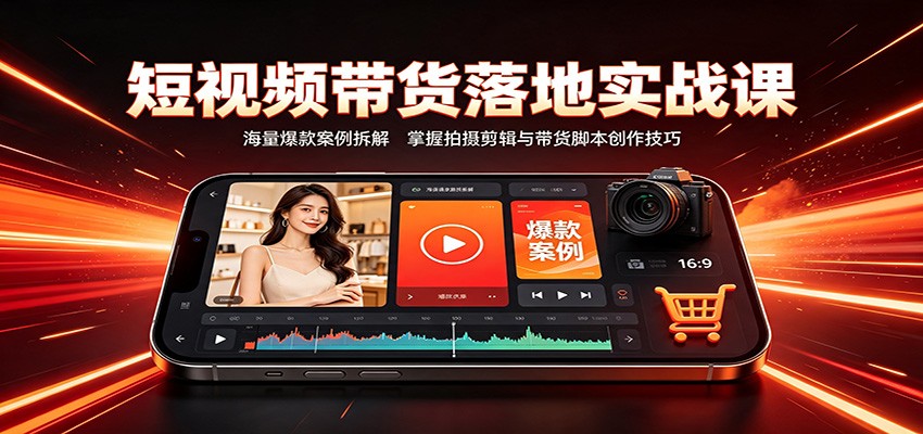 短视频带货落地实战课：海量爆款案例拆解，掌握拍摄剪辑与带货脚本创作技巧-52项目站