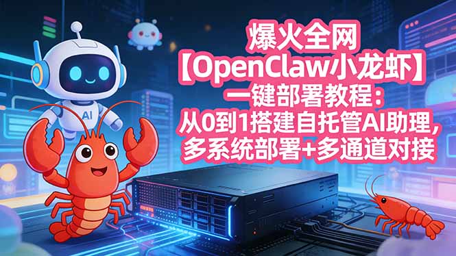爆火全网【OpenClaw 小龙虾】一键部署教程：从0到1搭建自托管AI助理，多系统部署+多通道对接-52项目站