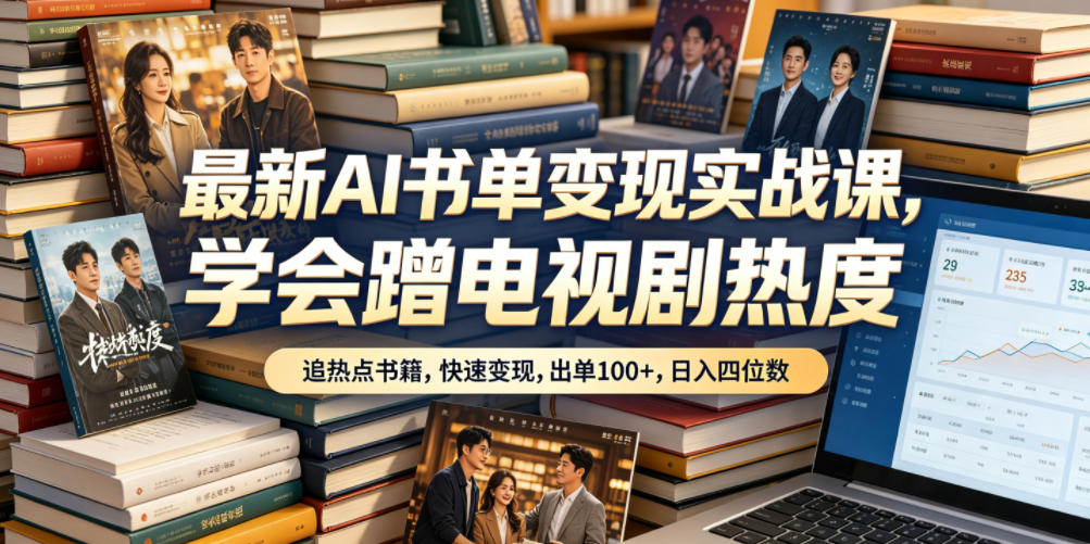 最新AI书单变现实战课,学会蹭电视剧热度,追热点书籍,快速变现,出单100+,日入四位数-52项目站