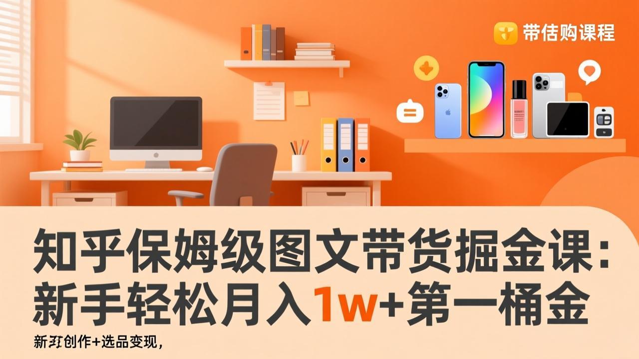 知乎保姆级图文带货掘金课：账号打造+爆文创作+选品变现，新手轻松月入1w+第一桶金-52项目站