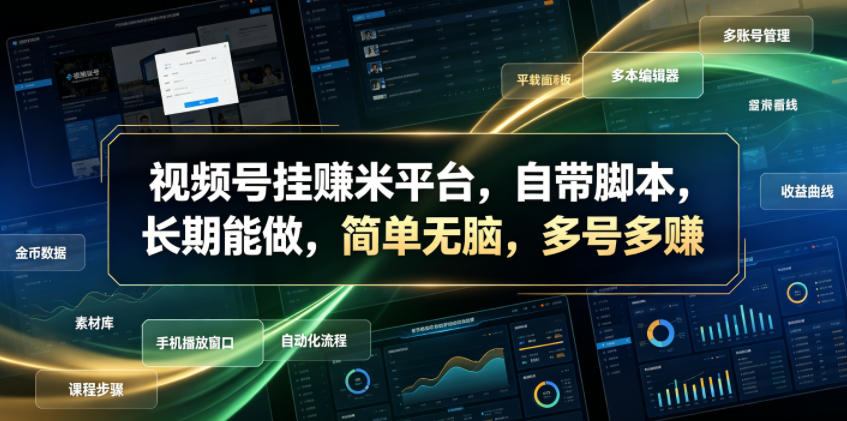 视频号挂賺米平台,自带脚本,长期能做,简单无脑,多号多賺【揭秘】-52项目站