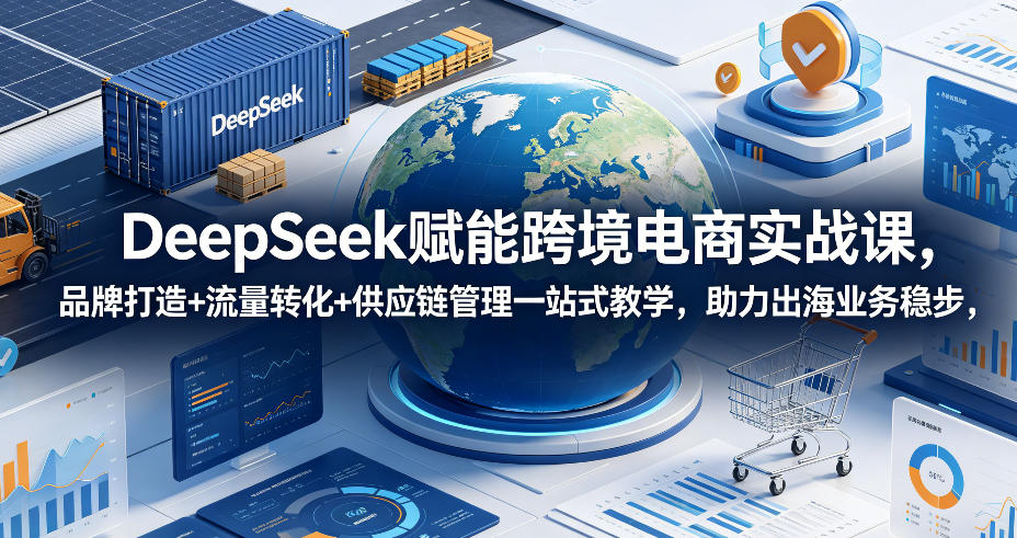 DeepSeek赋能跨境电商实战课,品牌打造+流量转化+供应链管理一站式教学,助力出海业务稳步发展-52项目站