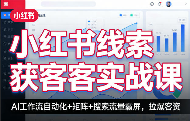 小红书线索获客实战课，AI工作流自动化+矩阵+搜索流量霸屏，拉爆客资-52项目站