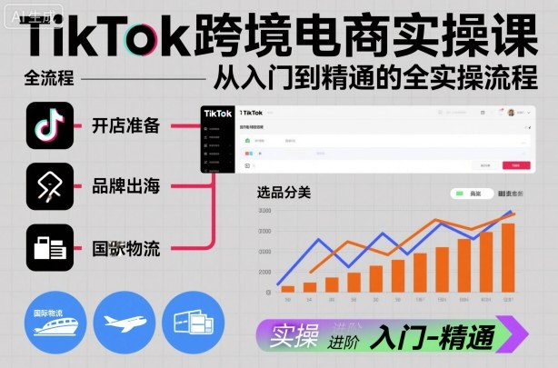 TikTok跨境电商实操课，从入门到精通的全实操流程-52项目站