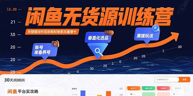 闲鱼无货源训练营:账号准备养号/垂直化选品/黑搜玩法,0基础30天盈利指南-52项目站