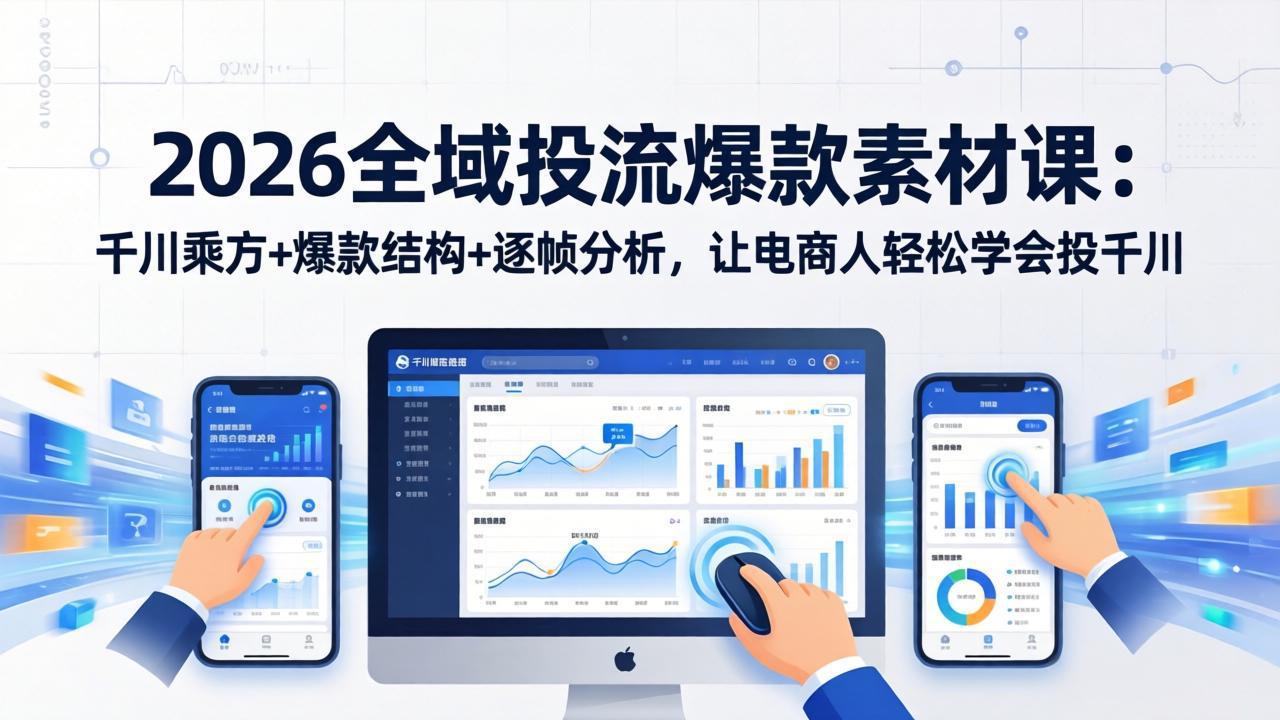 2026全域投流爆款素材课：千川乘方+爆款结构+逐帧分析，让电商人轻松学会投千川-52项目站