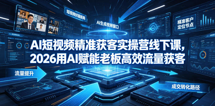 AI短视频精准获客实操营6月10-14号线下课,2026用AI赋能老板高效流量获客-52项目站