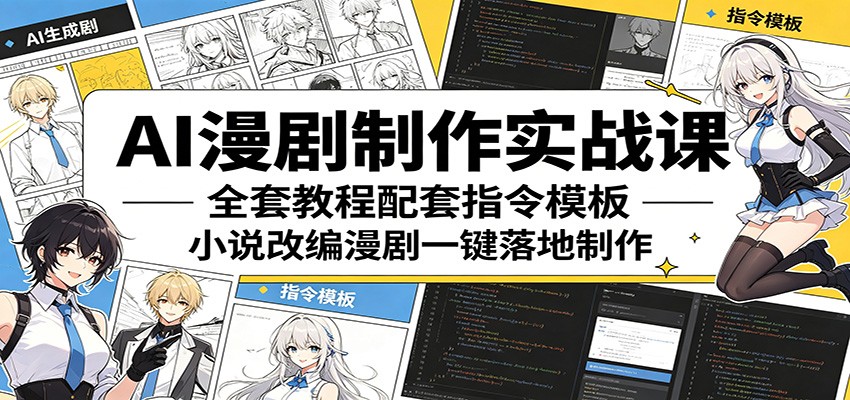 AI漫剧制作实战课：全套教程配套指令模板，小说改编漫剧一键落地制作-52项目站