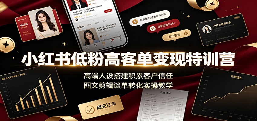 小红书低粉高客单变现特训营：高端人设搭建积累客户信任，图文剪辑谈单转化实操教学-52项目站