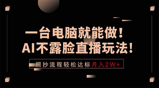一台电脑就能做！AI不露脸直播玩法，照抄流程轻松达标月入2W+-52项目站