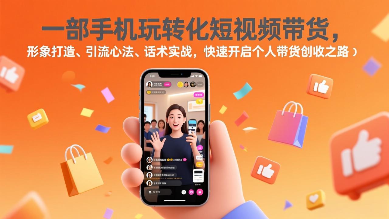 一部手机玩转化短视频带货，形象打造、引流心法、话术实战，快速开启个人带货创收之路-52项目站