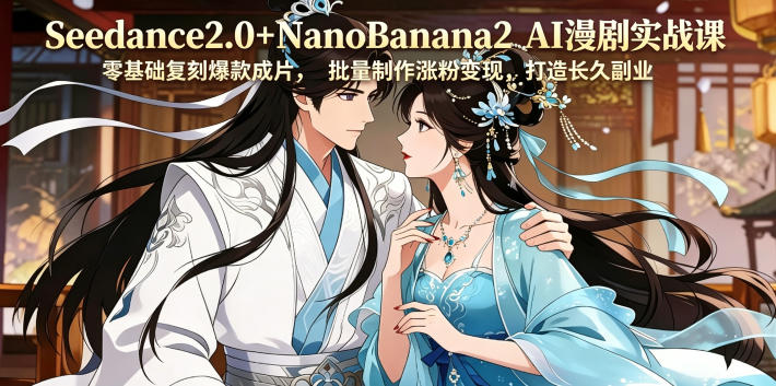 Seedance2.0+NanoBanana2 AI漫剧实战课,零基础复刻爆款成片涨粉变现,打造长久副业收益-52项目站