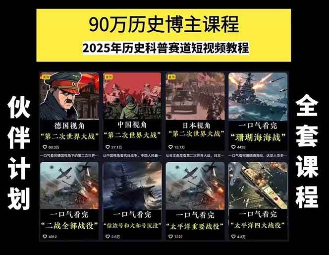 图片[1]-短视频历史赛道实战教程，手机电脑双端剪辑教程和账号运营指南与变现技巧-52项目站