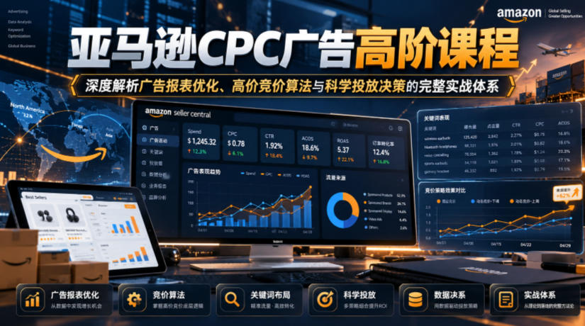 亚马逊CPC广告高阶课程,深度解析广告报表优化、高价竞价算法与科学投放决策的完整实战体系-52项目站