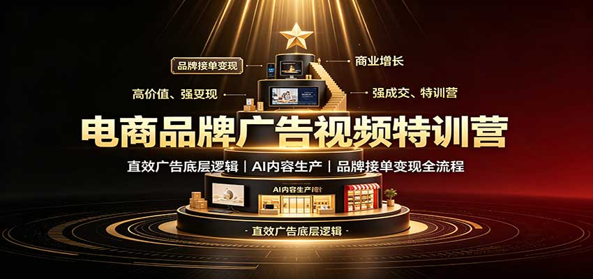 电商品牌广告视频特训:直效广告底层逻辑,AI内容生产,品牌接单变现全流程-52项目站