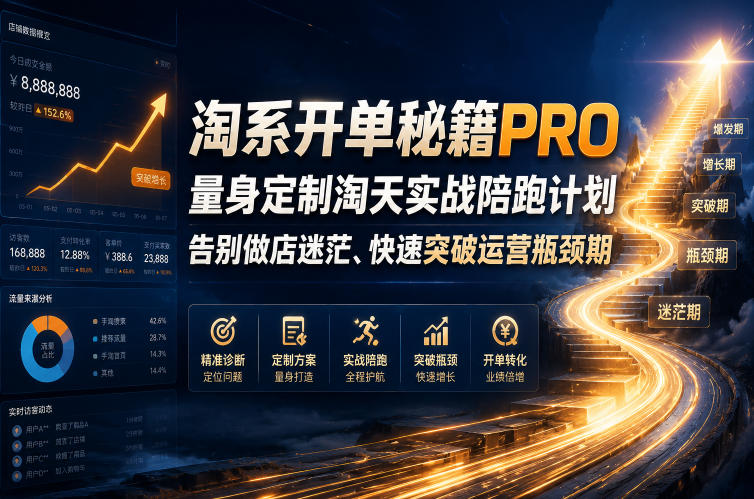 淘系开单秘籍PRO，量身定制淘天实战陪跑计划，告别做店迷茫、快速突破运营瓶颈期(2026年6月11)-52项目站
