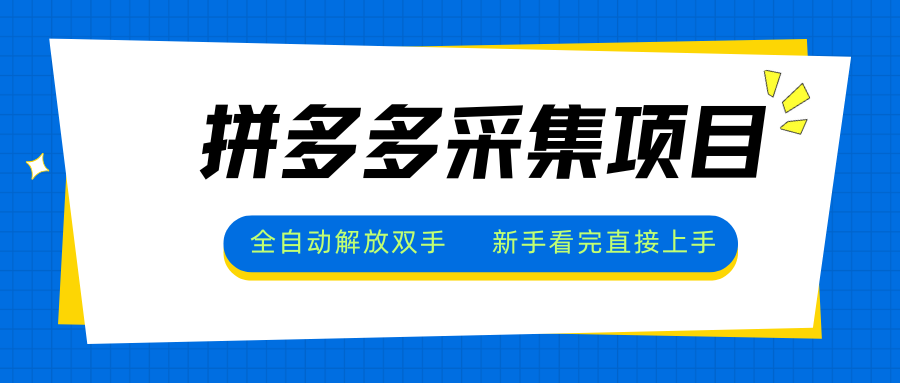 拼多多采集项目，全自动解放双手，单号日入30+-52项目站