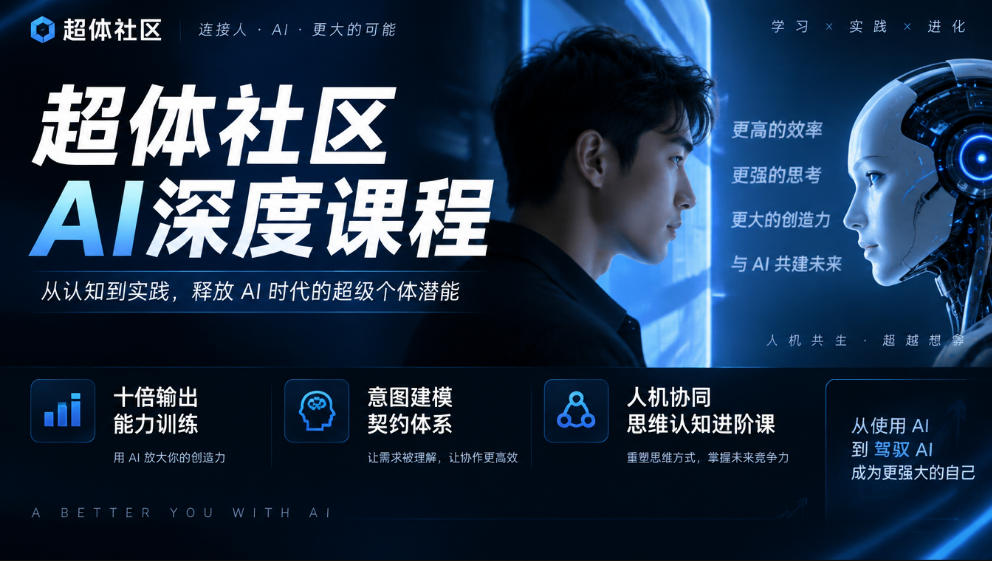 超体社区AI深度课程,十倍输出能力训练,意图建模契约体系,人机协同思维认知进阶课-52项目站