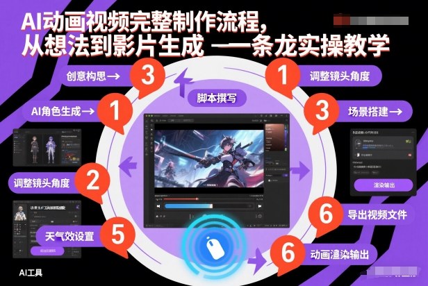 AI动画视频完整制作流程，从想法到影片生成一条龙实操教学-52项目站