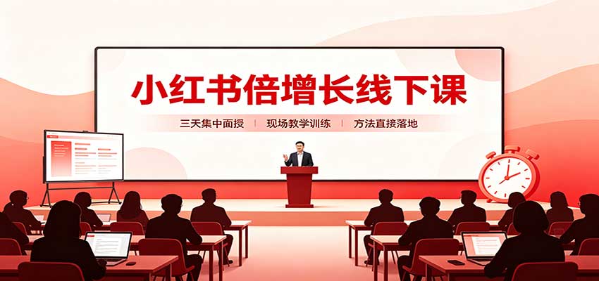 小红书倍增长线下课:三天集中面授,拆解选品、素材制作与起号全链路-52项目站