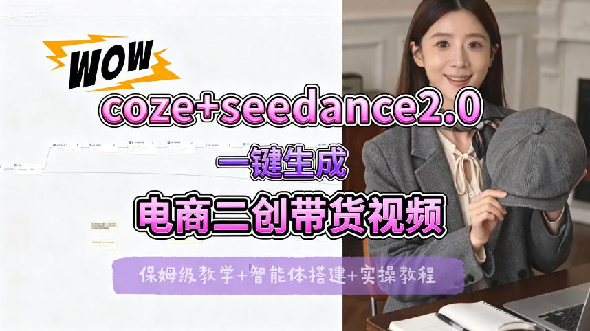 【Coze工作流搭建实操教程】seedance2.0+coze一键生成电商二创带货视频，全流程保姆级教学-52项目站
