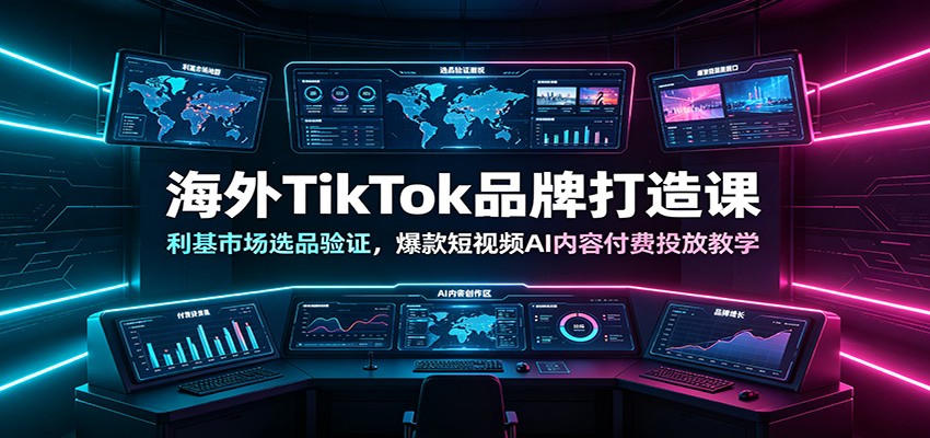 海外TikTok品牌打造课：利基市场选品验证，爆款短视频AI内容付费投放教学-52项目站