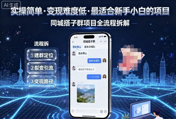 实操简单，变现难度低，最适合新手小白做的项目，每天轻松收入3张，同城搭子群项目全流程拆解-52项目站