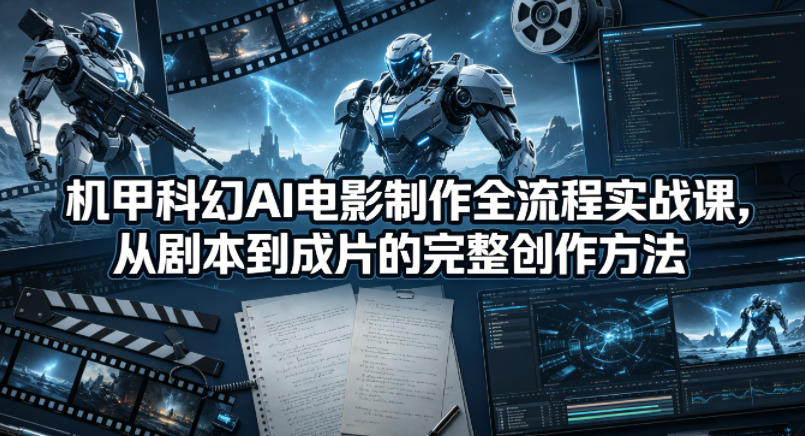 机甲科幻AI电影制作全流程实战课，从剧本到成片的完整创作方法-52项目站