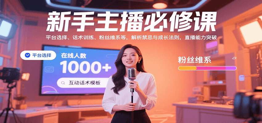 新手主播必修课：平台选择、话术训练、粉丝维系等，解析禁忌与成长法则，突破直播能力-52项目站