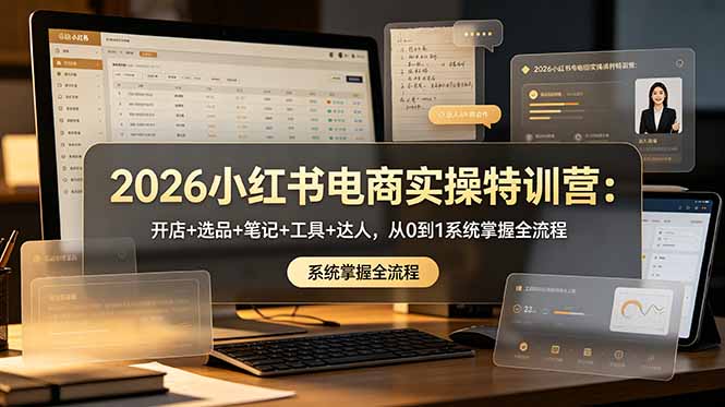 2026小红书电商实操特训营:开店+选品+笔记+工具+达人,从0到1系统掌握全流程-52项目站