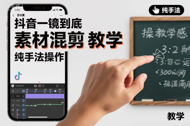 抖音一镜到底素材混剪教学，纯手法操作-52项目站