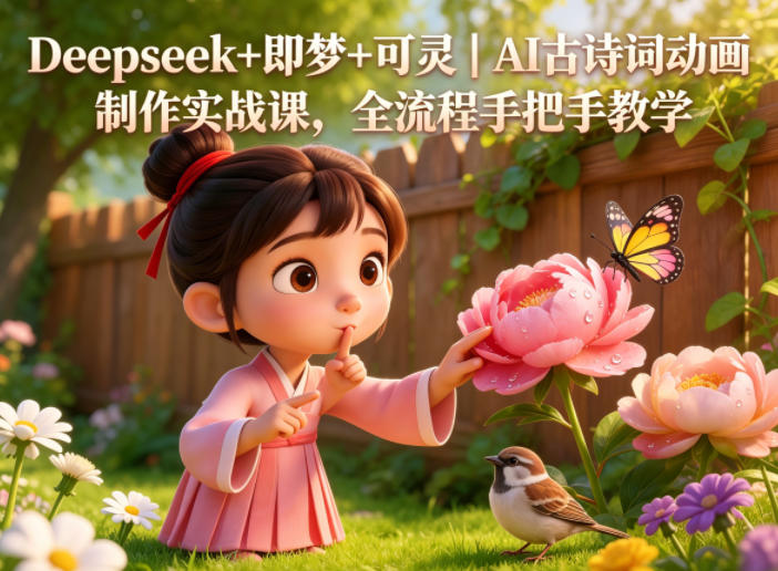 Deepseek+即梦+可灵|AI古诗词动画制作实战课,全流程手把手教学-52项目站