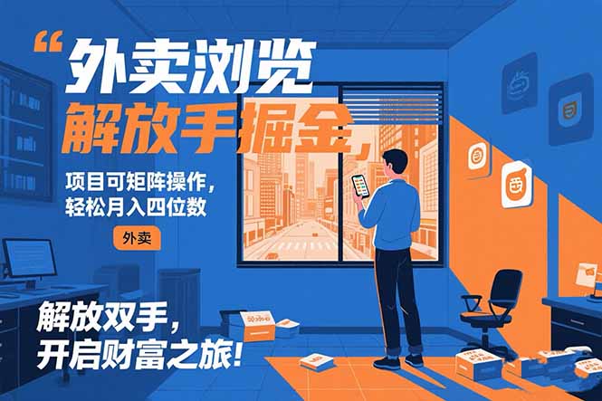 外卖浏览掘金项目 可矩阵操作 轻松日入500+-52项目站