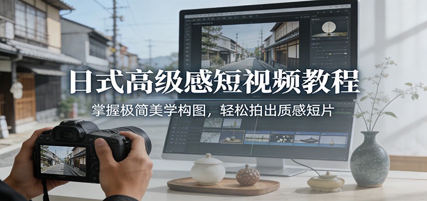 日式高级感短视频教程：掌握极简美学构图，轻松拍出质感短片-52项目站