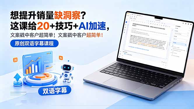 想提升销量缺洞察？这课给 20 + 技巧 + AI 加速，文案戳中客户超简单！【原创双语字幕】-52项目站
