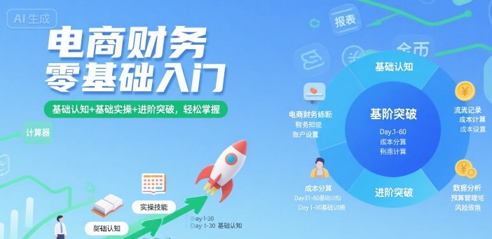 电商财务零基础入门，基础认知+基础实操+进阶突破，轻松掌握-52项目站