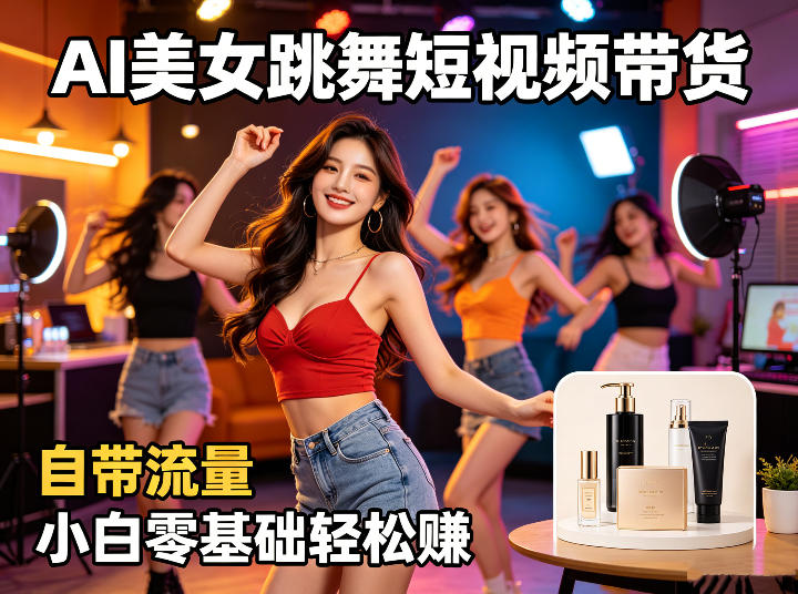 AI美女跳舞短视频带货：自带流量，小白零基础轻松賺，详细拆解-52项目站