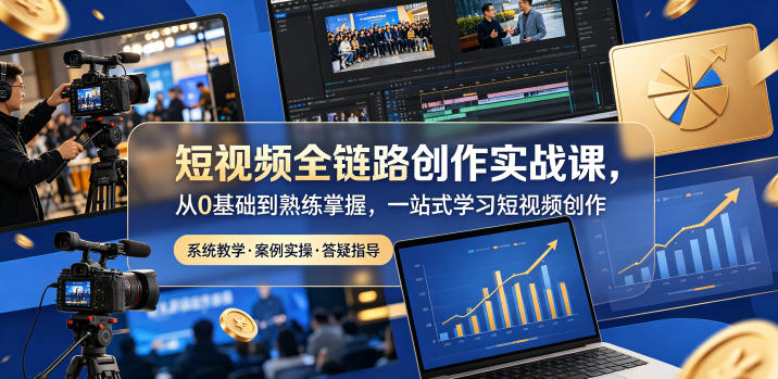 短视频全链路创作实战课,从0基础到熟练掌握,一站式学习短视频创作-52项目站