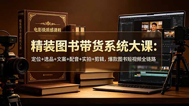 精装图书带货系统大课:定位+选品+文案+配音+实拍+剪辑,爆款图书短视频全链路-52项目站