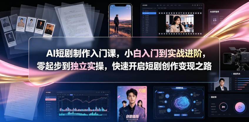 AI短剧制作入门课,小白入门到实战进阶,零起步到独立实操,快速开启短剧创作变现之路-52项目站