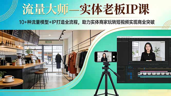 流量大师—实体老板IP课：10+种流量模型+IP打造全流程，助力实体商家玩转短视频实现商业突破-52项目站