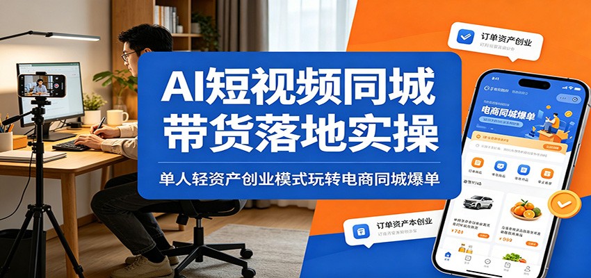 AI短视频同城带货落地实操：单人轻资产创业模式玩转电商同城爆单-52项目站