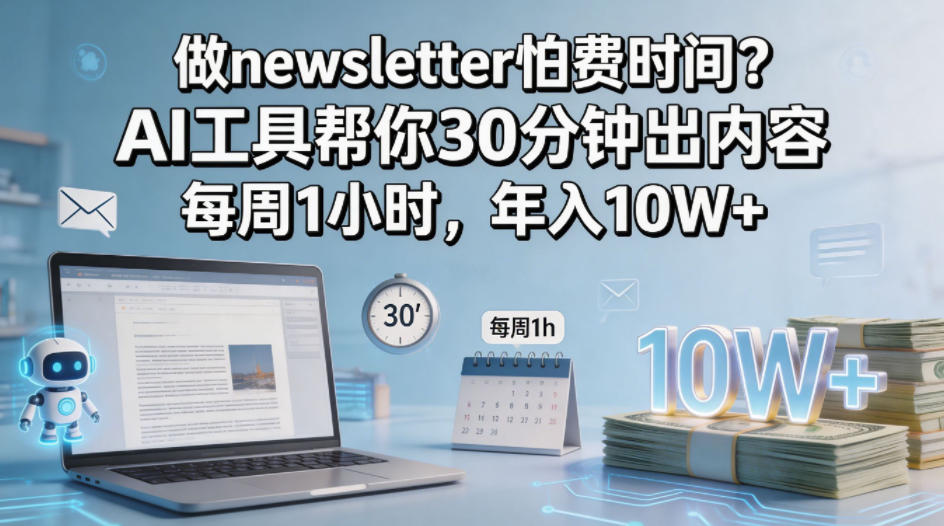 做newsletter怕费时间？AI工具帮你30分钟出内容，每周1小时，年入10W+！【原创双语字幕】-52项目站
