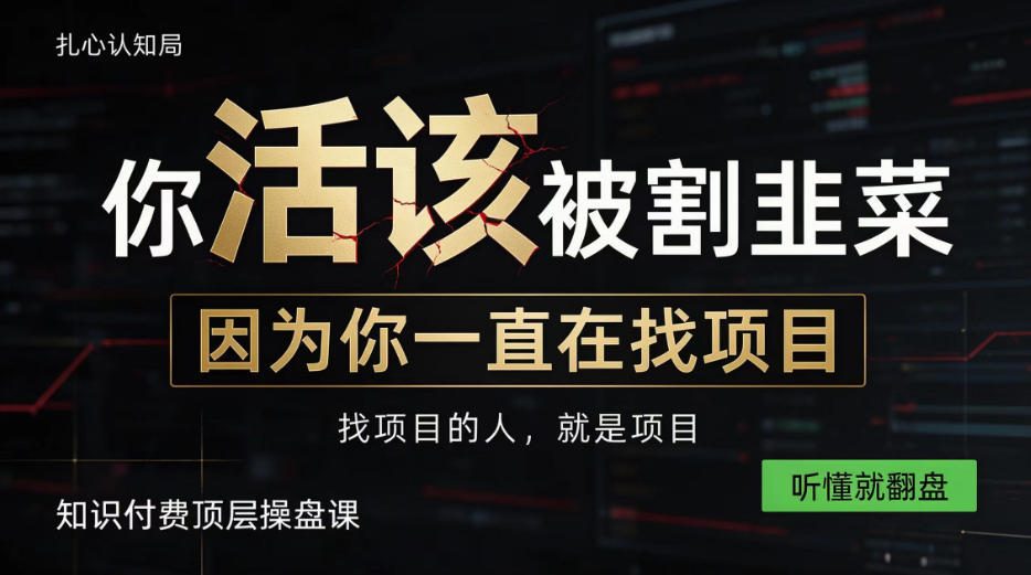 做项目不如卖项目,做知识付费自己当老板,知识付费顶层操盘课,听懂就翻盘【揭秘】-52项目站
