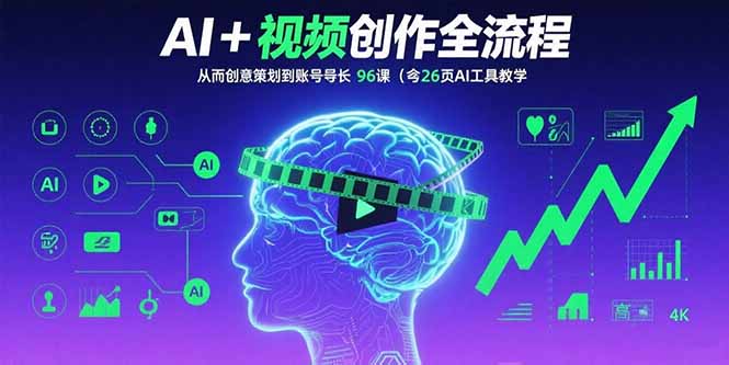 AI+短视频创作全流程：从创意策划到账号增长，96节课(含26项AI工具教学-52项目站