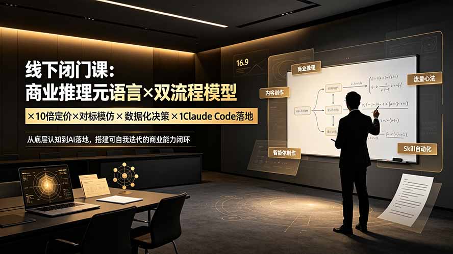 线下闭门课：商业推理元语言×双流程模型×10倍定价×对标模仿×数据化决策×Claude Code落地，击穿认知盲区-52项目站