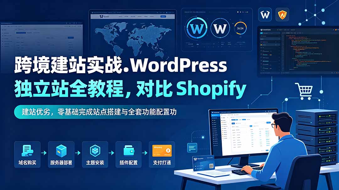 跨境建站实战：WordPress 独立站全教程，对比 Shopify 建站优劣，零基础完成站点搭建与全套功能配置-52项目站