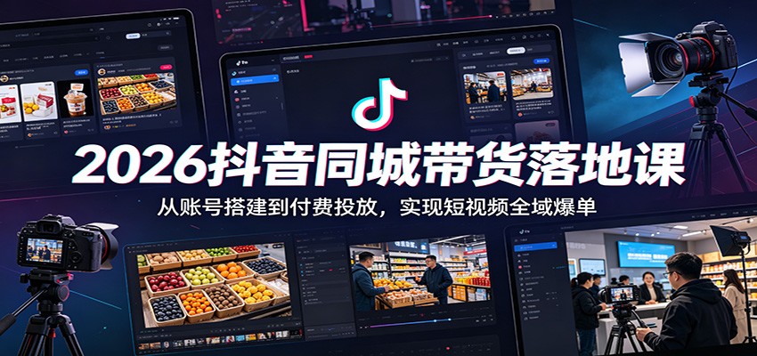 2026抖音同城带货落地课:从账号搭建到付费投放,实现短视频全域爆单-52项目站